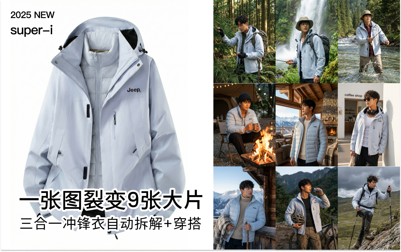 【电商服装】一张图裂变 9 种硬核户外场景，解决电商摄影痛点