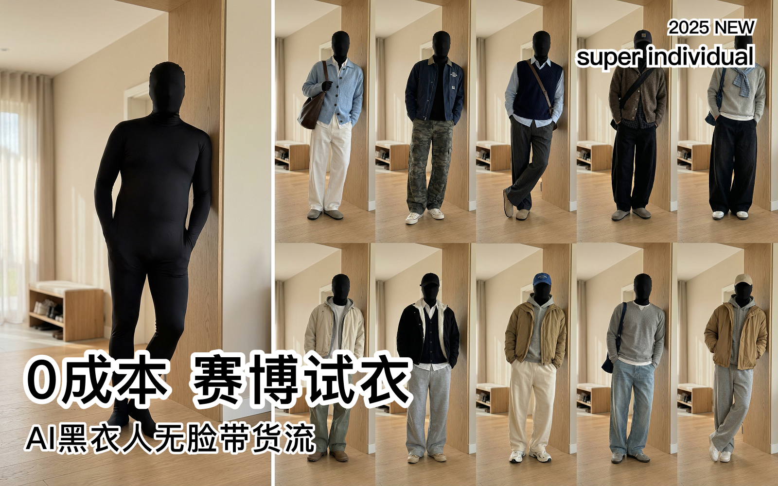 【电商服装】全网首发！AI黑衣人“赛博试衣”工作流