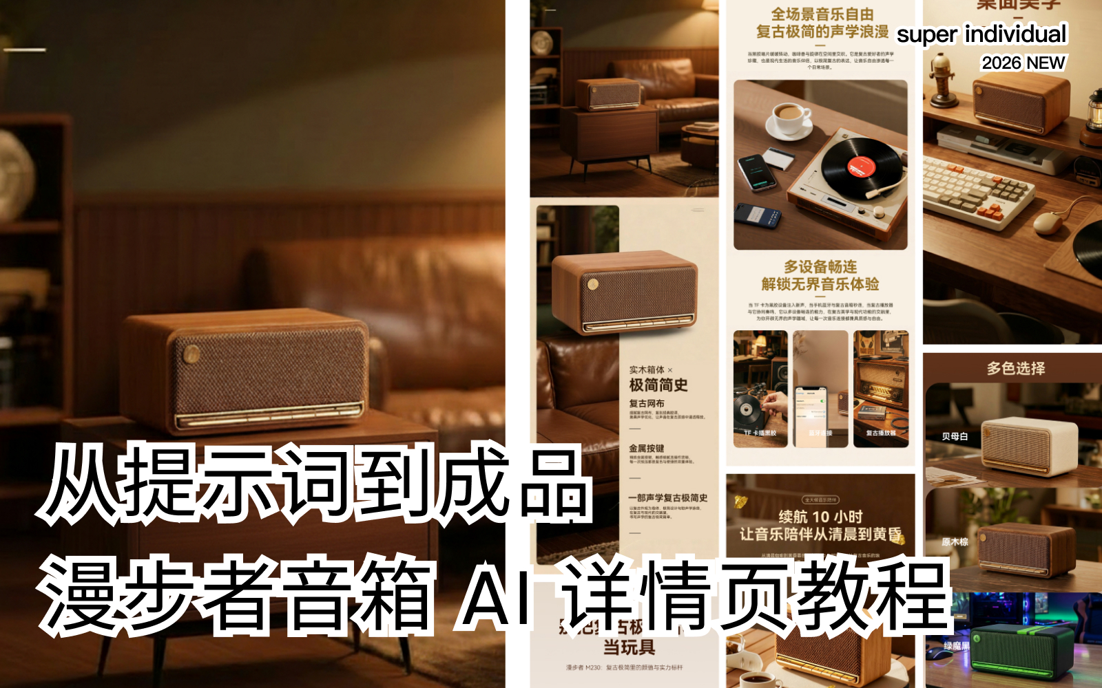 【电商3C】从提示词到成品：漫步者音箱 AI 详情页教程