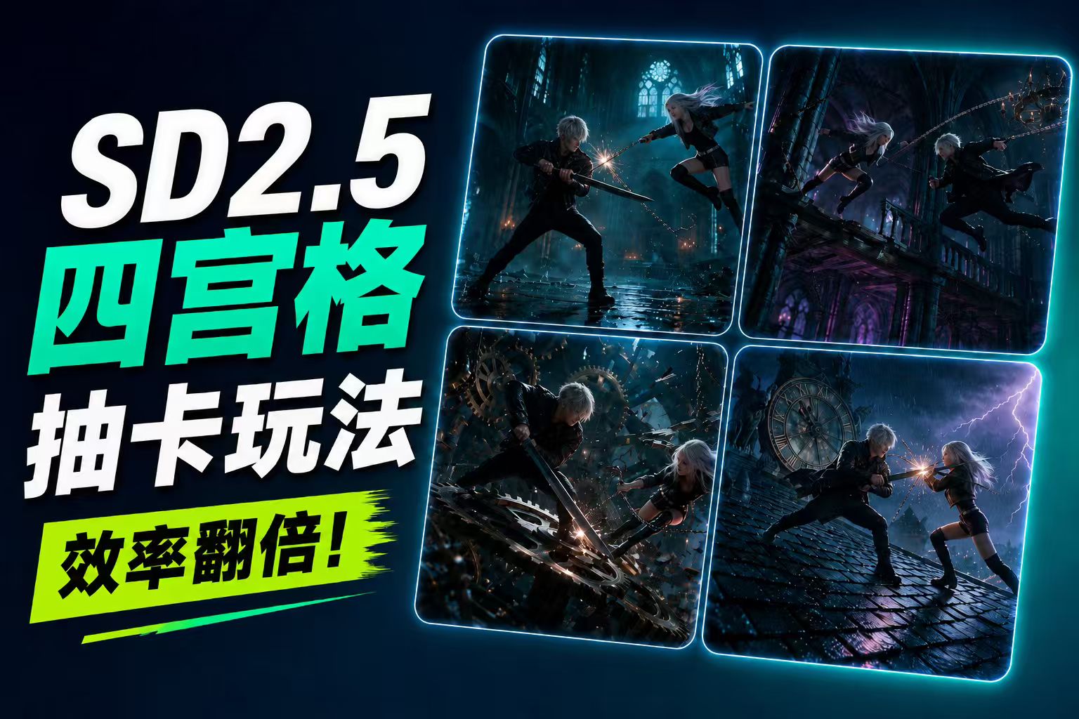 SD2.5视频四宫格抽卡法｜效率翻倍